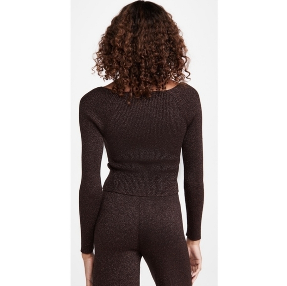 New Staud Cerro Metallic Brown Sweater Top Size Large - Picture 5 of 16